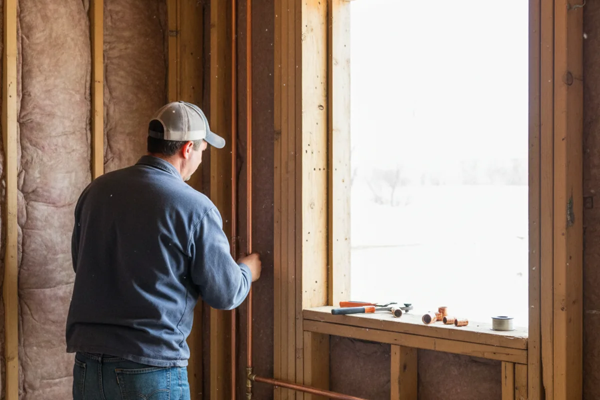 Licensed plumber running new copper supply lines in a Marksville home
